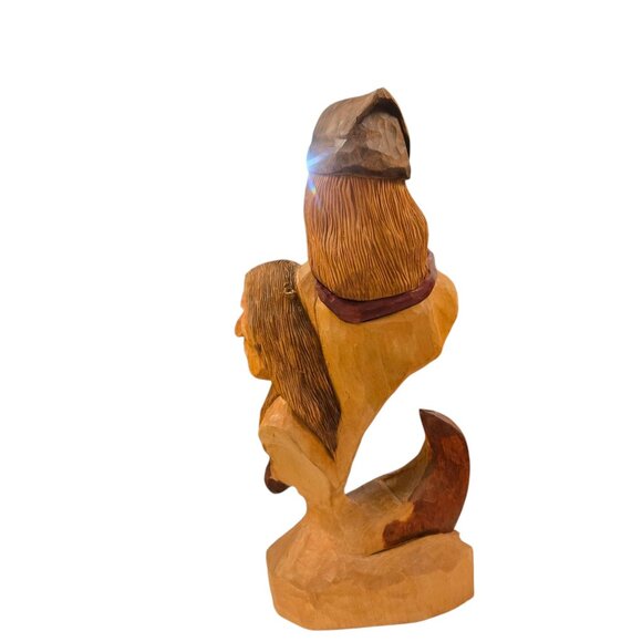 Carved Sculpture Of Two Faces  Viking  Native American Signed Art Handmade - Picture 10 of 16